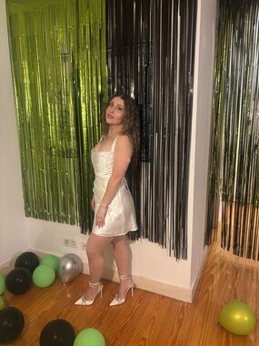 White Satin Mini Dress with Square Neckline